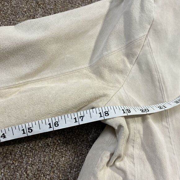 NWT Dennis Basso Beige Washable Suede Curved Hem Button Front Jacket NWT XS - Picture 3 of 8